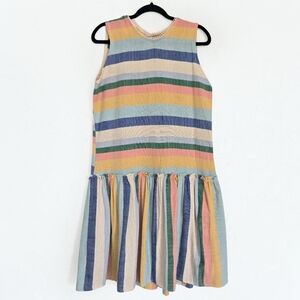 Nativa Handmade in Mexico Woven Rainbow Striped Dress